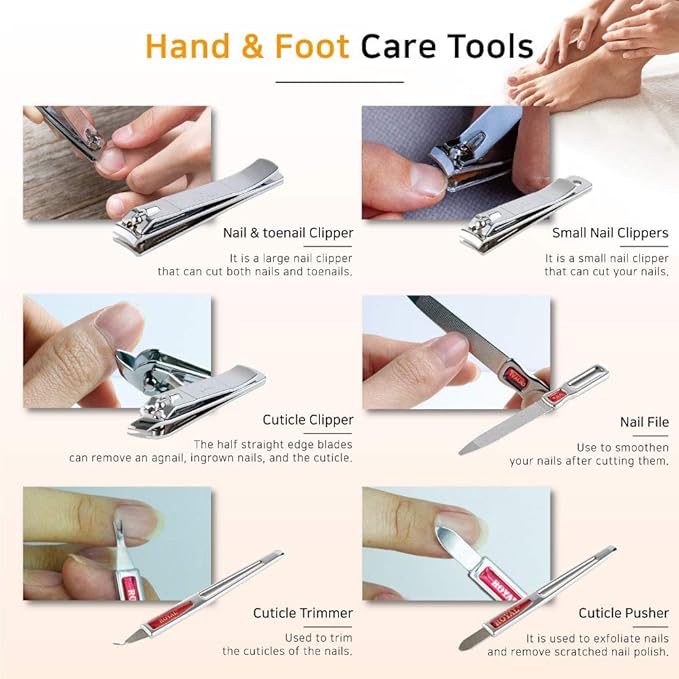 ROYAL Metal Nail Clipper Set Series (11 PCS White Aluminum CASE)