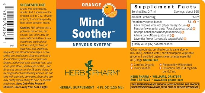 Herb Pharm Anxiety Soother Liquid Herbal Formula with Kava Extract and Holy Basil Essential Oil for Mild and Occasional Anxiety Support* - 4 Ounce