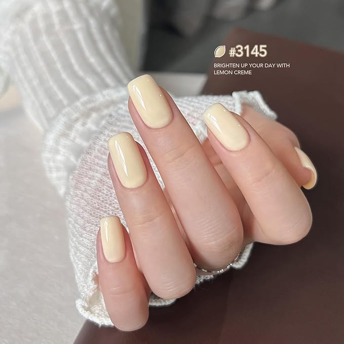 GAOY Pastel Yellow Gel Nail Polish, 16ml Soak Off Gel Polish, UV Light Cure for Nail Art DIY Manicure at Home, 3145 Lemon Creme