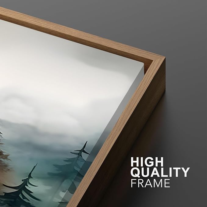 Pine Forest Mountain Framed Canvas Wall Art Set of 3, 16x24 inch | Boho Nature Wall Decor, Pine Forest Mountain Landscape Prints, Living Room Bedroom Office Art