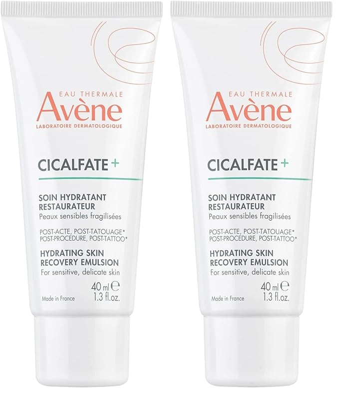 Avène Cicalfate+ Hydrating Skin Recovery Emulsion for post-procedure & post-tattoo,helps restore skin barrier,24hr hydration,1.3 Fl Oz,(Pack of 2)