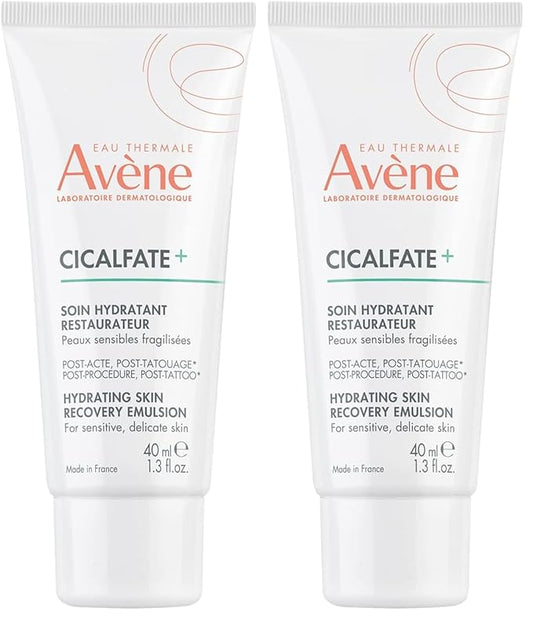 Avène Cicalfate+ Hydrating Skin Recovery Emulsion for post-procedure & post-tattoo,helps restore skin barrier,24hr hydration,1.3 Fl Oz,(Pack of 2)