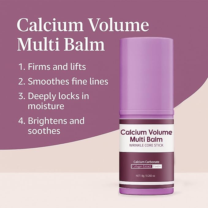 2Pcs Calcium Multi Balm Stick, Calcium Volume Multi Balm, calcium stick for Wrinkles, Hydrating, Firming Skin, Wrinkle Core Stick for Lip Balm Eye Face Neck