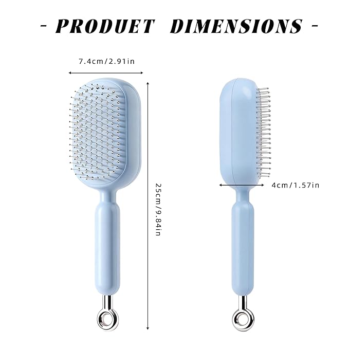 Retractable Cushion Massage Comb, 2026 Upgrade Self Cleaning Hair Massage Brush Anti-Static Air Cushion Comb, Retractable Cushion Scalp Comb for Curly Wet Dry Damaged Hair (Pink)