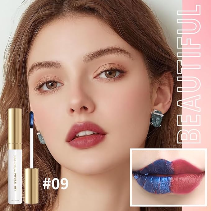 Lip Stain - Wipe-Off &Peel Off Lip Color | Waterproof, Long Lasting, Transfer-Resistant, Smudge-Proof Lip Tint | Easy Wipe Finish, High Pigment | All-Day Vibrant Kiss-Proof Lip Stain, 05#+09#