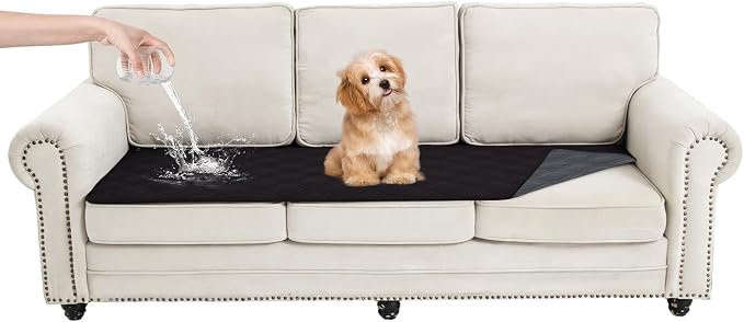 100% Waterproof Washable Dog Blanket，Black+Blackish Gray 30"x71" | ,7-Layer Reversible Couch Covers for Dogs Met for Sofa Furniture Car Camping