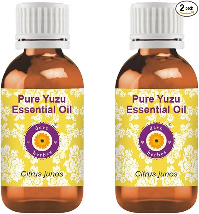 Deve Herbes Pure Yuzu Oil (Citrus Junos) Cold Pressed (Pack of Two) 100mlx2 (6.76 oz)