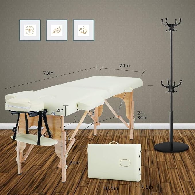BestMassage Massage Bed Portable Massage Table 24 Inch Wide Lash Bed Height Adjustable 2 Folding Spa Table with Non-Woven Bag for Spa Footmassage Facial CareSpa Tattoo