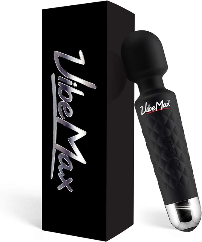 VibeMax Rechargeable Personal Massager - Powerful Multi Speed Vibration - Whisper Quiet - Waterproof - for Muscle Tension Relief in Neck, Back, Shoulders, Legs and Feet - Black