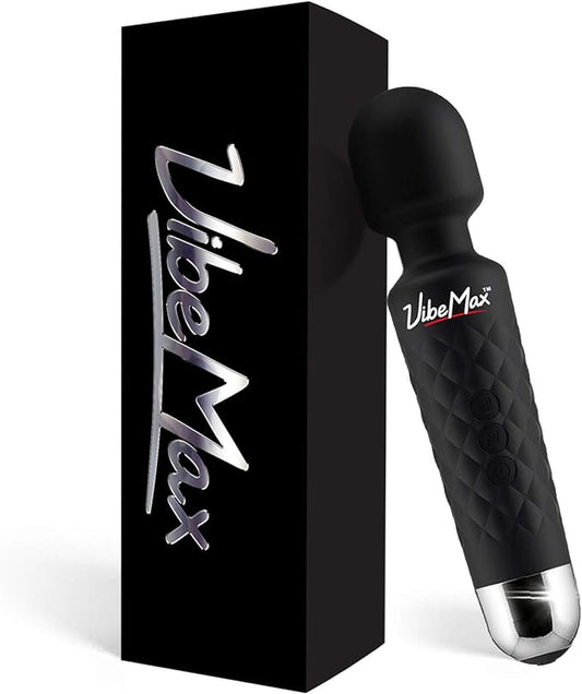 VibeMax Rechargeable Personal Massager - Powerful Multi Speed Vibration - Whisper Quiet - Waterproof - for Muscle Tension Relief in Neck, Back, Shoulders, Legs and Feet - Black