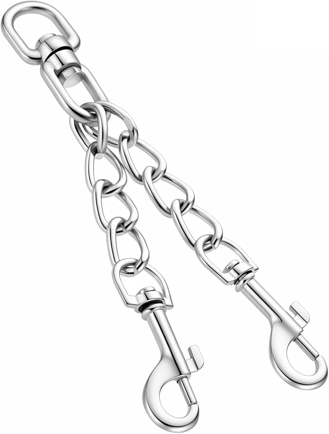 Prong Collar Safety Clip Stainless Steel Leash Backup with Dual Clasps Dog Collars and No Pull Harness Connectors(5.71 Inches Silver)