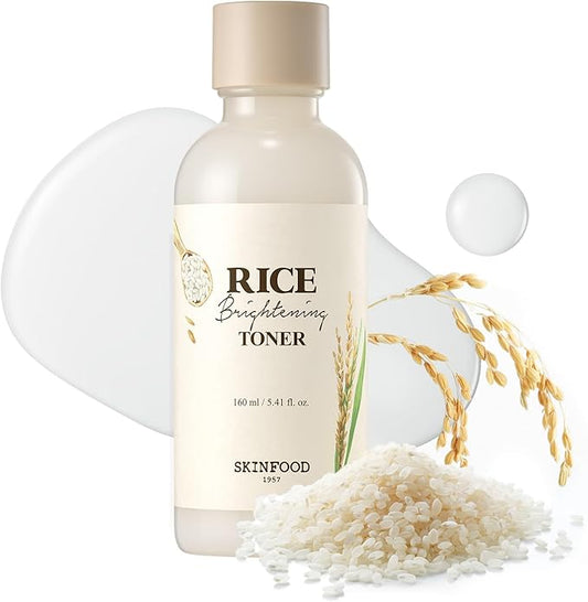 SKINFOOD Rice Brightening Toner, Korean Skincare Toner for Face with 48 Hours Fermented Rice Water for Healthy Glow Glass Skin, Pore Minimizing, Hydrating, Vegan, 160ml/5.4fl.oz.