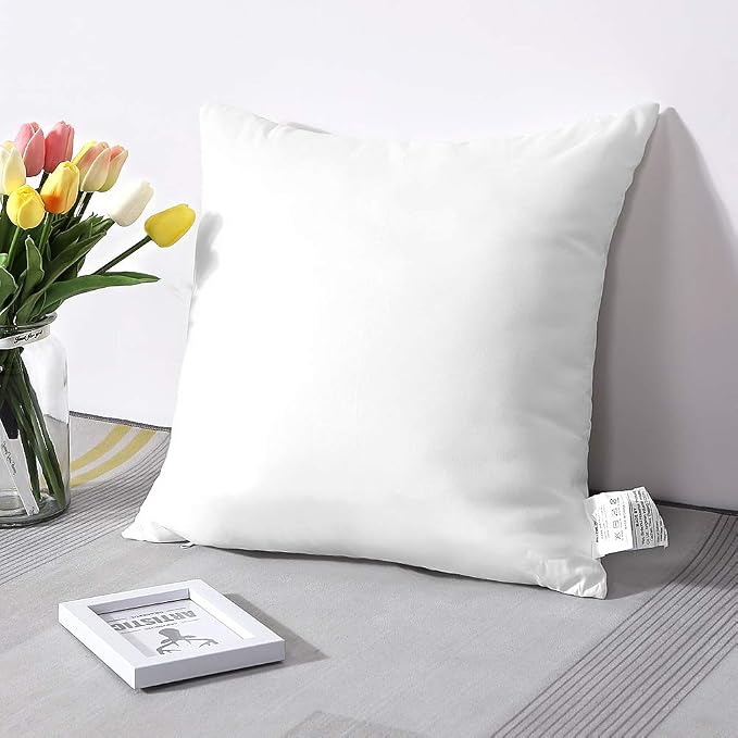 OTOSTAR Throw Pillows Inserts 18x18 Inches, Set of 4 Square Form Cushion Stuffer for Couch, Sofa, Bed - Indoor Decorative Pillows Inserts - White