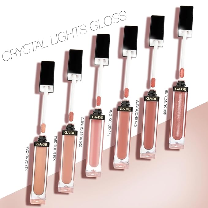 GA-DE Crystal Lights Lip Gloss, 805 - Enriched with Light-Reflecting Crystal Pearls - Smooth Silky, Rich Color - Moisturizes and Adds Shine - 0.2 oz
