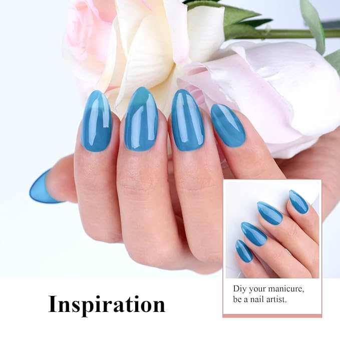 Imtiti Jelly Gel Nail Polish, 1 Pcs 0.5 Fl Oz Blue Jelly Gel Polish Soak Off LED U V Nail Gel Polish Sheer Transparent Gel Nail Polish DIY Nail Art Starter Manicure Salon Gel Nail Kit for Women Girls
