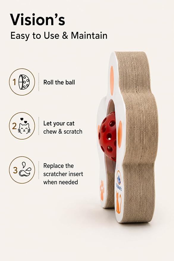 Vision's Cat Toy, Magic Organ Cat Interactive Scratcher Cardboard with Bell Ball, Foldable & Changeable Accordion Shape Exercise Anxiety Relief Toy for Indoor Cats(1PCS)