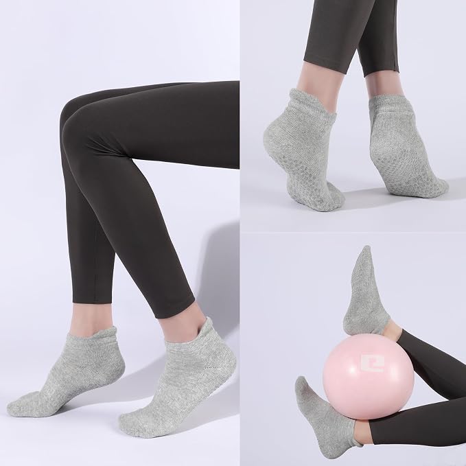 loudashuaiqi Grip Pilates Socks Non Slip Athletic Yoga Socks with Grips for Women Grippy socks for Hospital Workout Barre