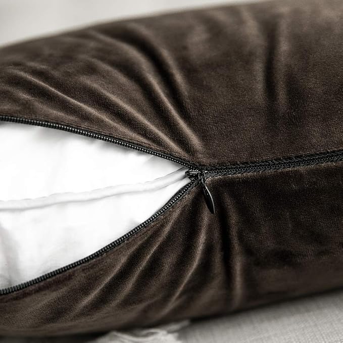 MIULEE 12x20 Inch Lumbar Velvet Throw Pillow Cover Set of 1 Dark Coffee | Soft Luxury Decorative Throw Pillow Cover, Single Rectangle Cushion Case, Home Decor for Chair Couch Sofa Bedroom Car Bed