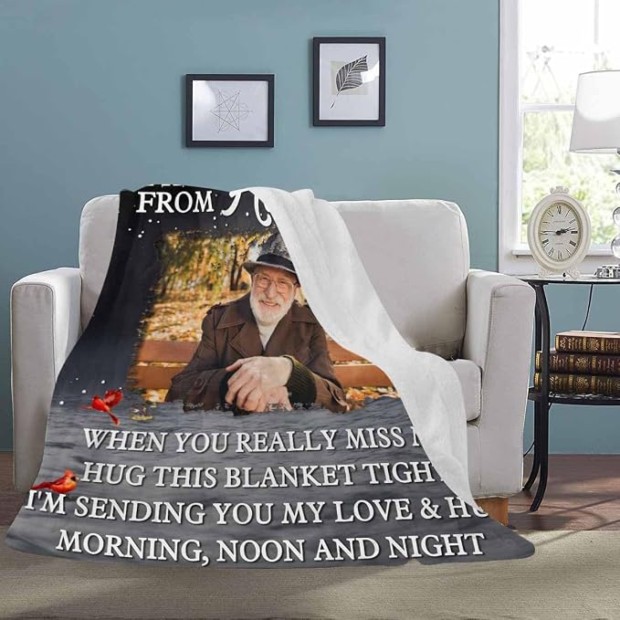 Custom Memorial Blanket with Photo - Sympathy Gift for Loss of Loved One