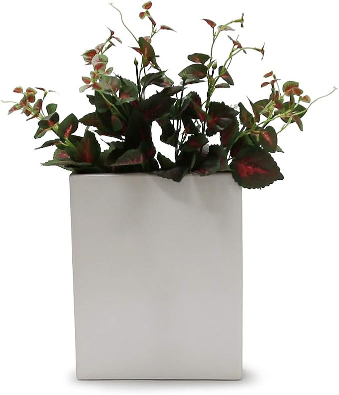 WGV Rectangle Block Ceramic Vase Bulk 8" x 2.5" x 10"H White Tall Narrow Planter Terrarium Floral Centerpiece for Wedding Event Home Decor 6 Pieces