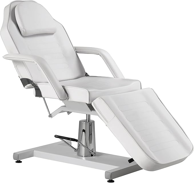 TATARTIST Hydraulic Facial Bed Esthetician Chair Portable Massage Table Professional Spa Chair 360° Rotate Beauty Medical Tattoo Chair Salon Treatment Table (White)