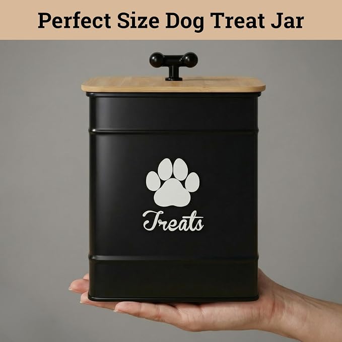 Dog Treat Container Airtight, 6"W x 8"H, Powder Coated, 12 Cup Capacity
