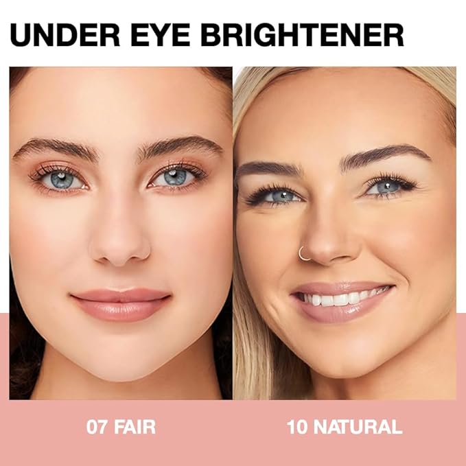 Kaely 2Pcs Shimmer under Eye Brightener, Conceal Brighten Dark Circles, Color Correcting Pot Concealer for Dark Circles, Waterproof, Vegan Makeup & Cruelty-Free, 07 Fair & 10 Natural