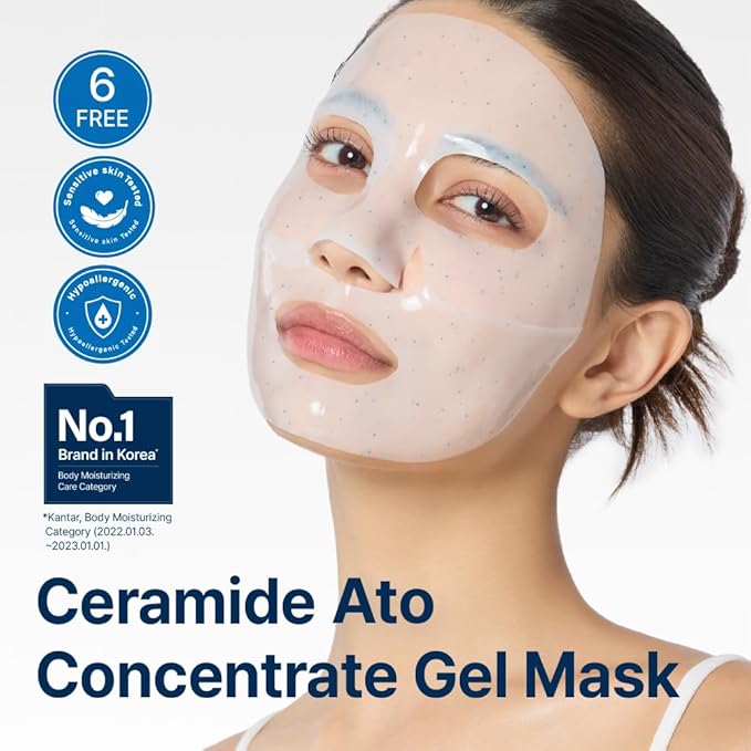 Illiyoon Ceramide Ato Concentrate Gel Face Mask | Ceramide & Collagen Hydrating Overnight Hydrogel Mask with Hyaluronic Acid, Korean Pore Tightening Sleep Mask, Sensitive Skin Care, Glass Skin Glow