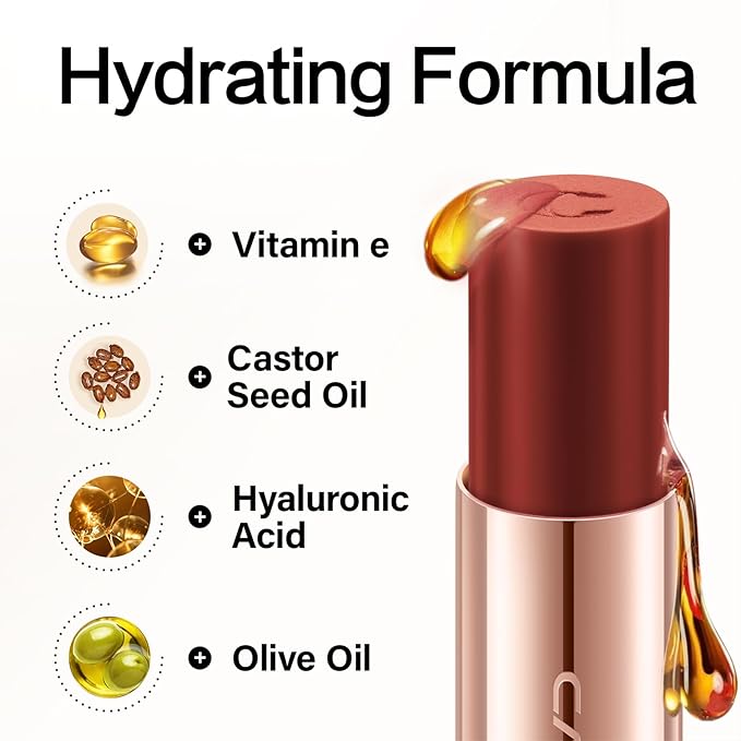 CARSLAN Matte Lipstick Hydrating Lip Color Makeup, Highly Pigmented Lipstick with Moisturizing Formula, Lightweight, Smooth, M06