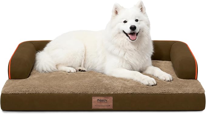 Orthopedic XL Dog Bed with Bolster for Extra Large Size Dogs | Pillow Support for Neck Relief, Egg Crate Foam, Skin-Friendly Surface, Waterproof Liner, Anti-Slip Bottom, 42 x 30 Inch