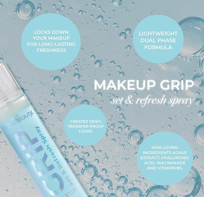 MCoBeauty - Grip Set & Refresh Setting Spray - Hydrating Makeup Mist with Agave Extract, Hyaluronic Acid, Niacinamide and Vitamin B5 - Face Make-up - 100ml