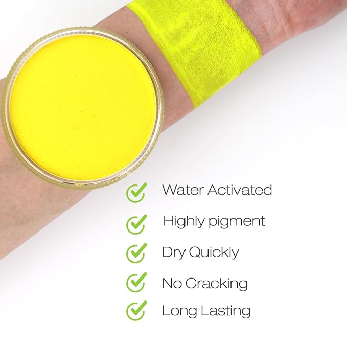 Bowitzki 30g Professional Face Paint Body Paint Water Based Face painting Makeup Safe for Kids and Adults Split Cake Single Color (Yellow)