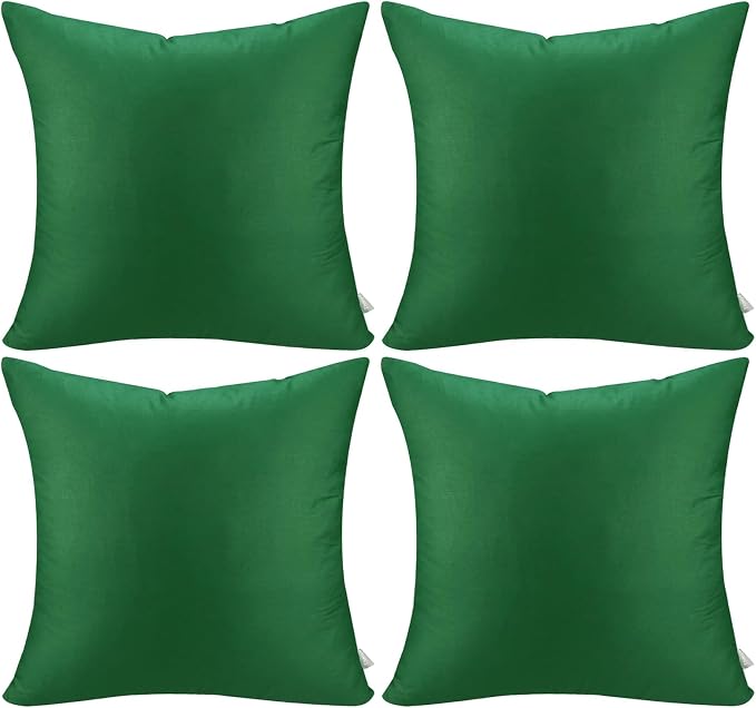 Thmyo 4-Pack 100% Cotton Comfortable Solid Decorative Throw Pillow Case Square Cushion Cover Sublimation Blank Pillow Covers DIY Throw Pillowcase for Sofa Couch(22x22 inch/ 55x55cm, Christmas Green)