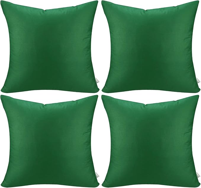 Thmyo 4-Pack 100% Cotton Comfortable Solid Decorative Throw Pillow Case Square Cushion Cover Pillowcases St Patricks Day DIY Throw Pillow Covers for Sofa(18x18 inch/ 45x45cm,Christmas Green)