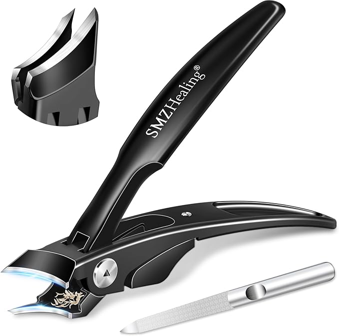 Ingrown Toenail Clippers - Slanted Nail Clippers for Men Thick Ingrown Nails with Wide Jaw, Heavy Duty Ultra Sharp German Nail Clippers with Long Handle