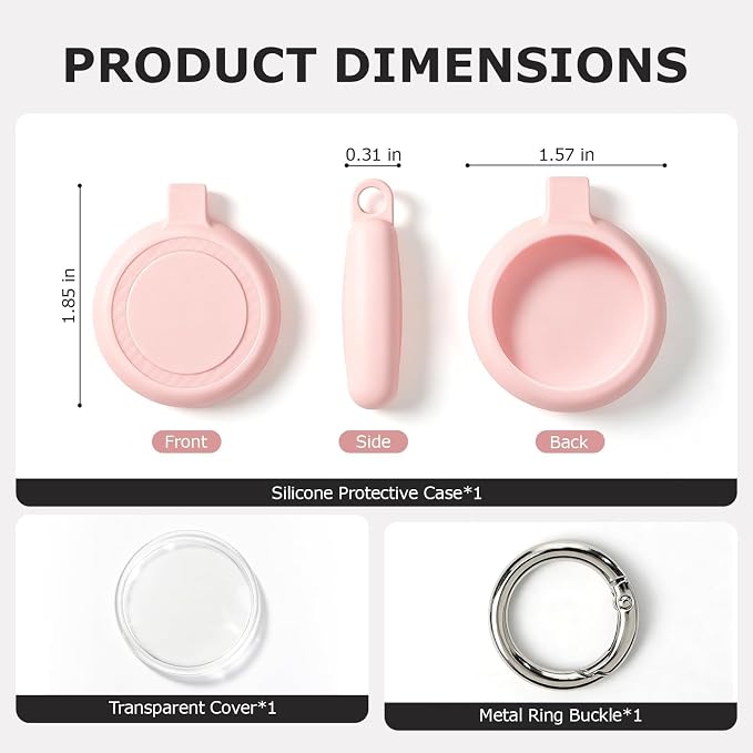 Soft TPU Keychain Holder Case for AirTag, Red | Soft TPU, Clear Protective, Scratch-Resistant, Round Design, for Keys, Luggage, Backpack, Pet, Kids