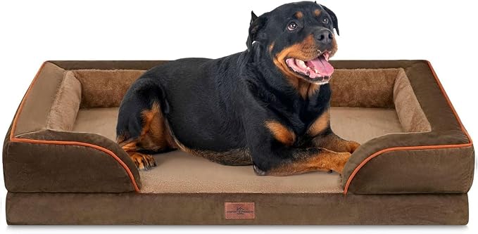Comfort Expression Waterproof Orthopedic Dog Beds for Extra Large Dog | Supportive Egg Crate Foam X-Large Pet Bed with Removable Bolster, Dog Couch with Washable Cover & Non-Slip Bottom, 48x30 Inch