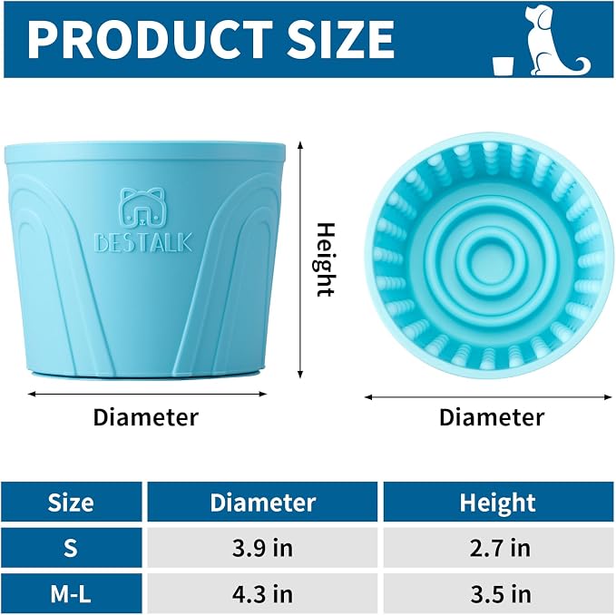 Dog Lick Bowl, Bestalk Anxiety Relief Slow Feeder Dog Lick Mat Treat Dispenser, Non-Slip Licking Bowl Enrichment Toys for Small Medium and Large Breed Dogs, BPA Free Silicone(Teal,M-L)