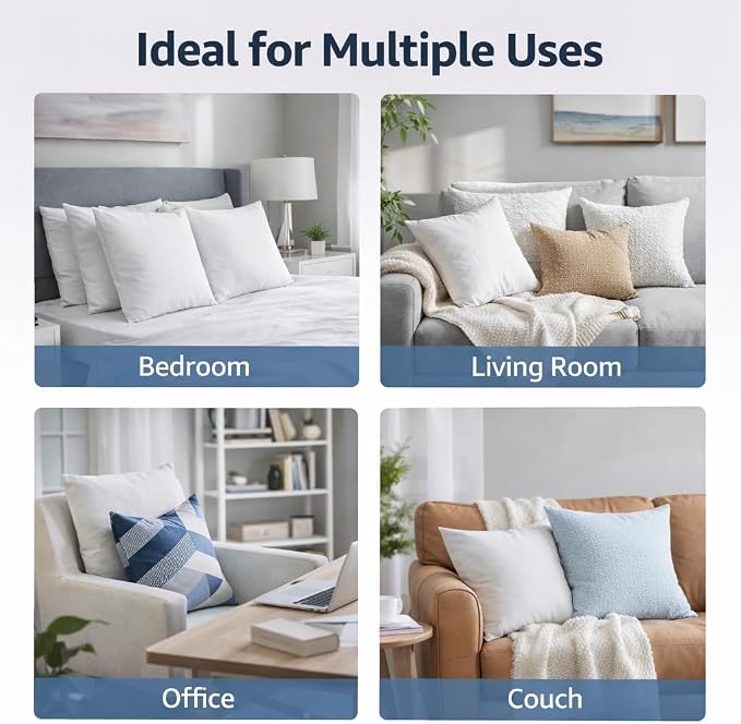 Casafoyer 18 x 18 Pillow Inserts Set of 4, Polyester Fill, Machine Washable
