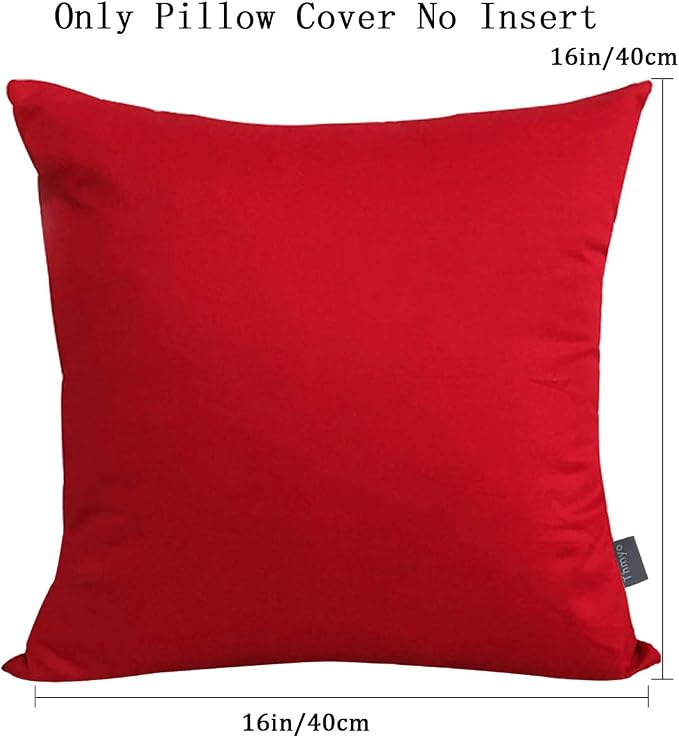 Thmyo 4-Pack 100% Cotton Comfortable Solid Decorative Throw Pillow Case Square Cushion Cover Pillowcase Sublimation Blank Pillow Covers DIY Throw Pillowcase for Couch Sofa Bed(16x16inch/40x40cm,Red)