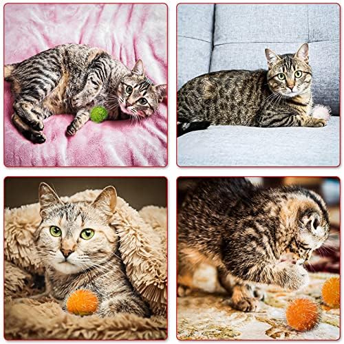 VAPKER 30 Pcs Cat Ball Toys Sparkle Balls Extra Large 2 Inch Cat's Favorite Chase Glitter Ball Glitter Tinsel Pom Poms Balls Purple Color