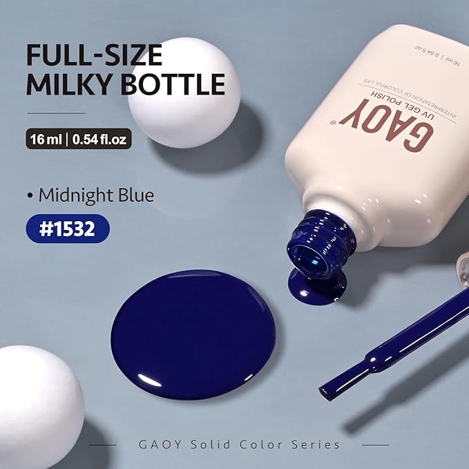 GAOY Deep Blue Gel Nail Polish, 16ml Soak Off Gel Polish, UV Light Cure for Nail Art DIY Manicure at Home, 1532 Midnight Blue