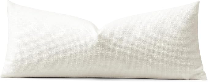 OTOSTAR Linen Throw Pillow Cover Set of 1 Decorative Long Lumbar Pillowcase Rectangle Cushion Cover 14x36 Inch for Home Decor Sofa Bedroom Car 35 x 90CM Cream Beige