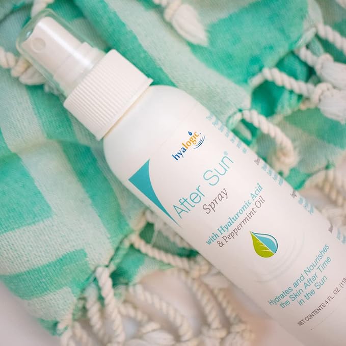 Hyalogic After Sun Spray with Hyaluronic Acid & Peppermint Oil –Sunburn Relief Spray – Vegan Summer Skin Care (4 fl oz)