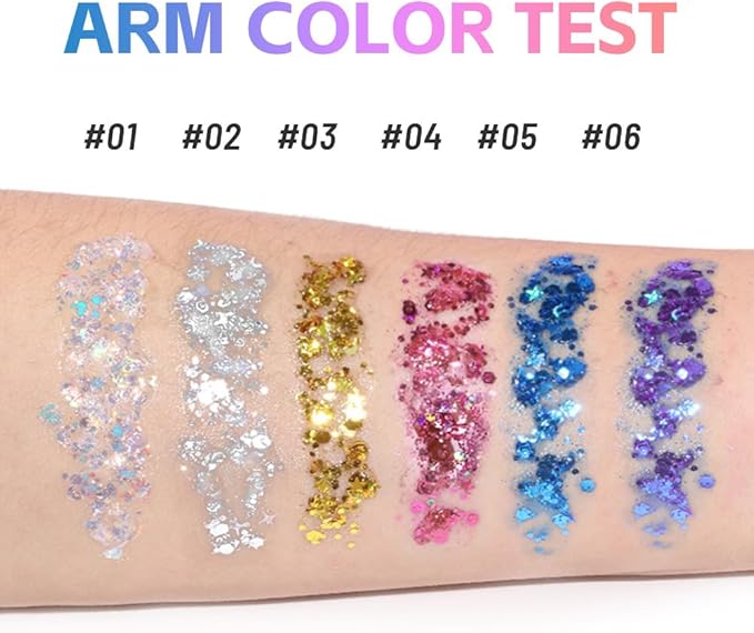 Face and Body Glitter Stick, Gold Hair Glitter Stick for Women Long Lasting Sparkling Cheer Glitter Makeup Disco Music Halloween Christmas, Holographic Chunky Sequins Glitter Hair Sticks