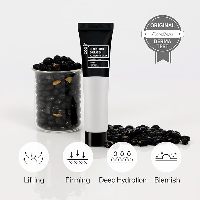 coxir BLACK SNAIL COLLAGEN ALL IN ONE EYE CREAM for eye, neck and face |Black Rice, Collagen| Paraben Free, Cruelty Free, korean skincare, Christmas Stocking Stuffers [30ml/1.01 fl.oz]