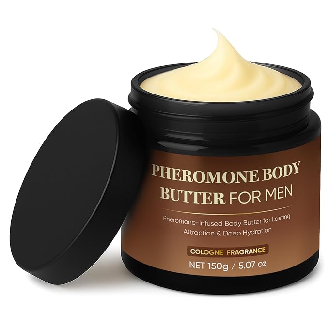 Pheromone Body Butter for Men, Body Skin Cream with Shea Butter, Cocoa Butter & Coconut Oil, Long-Lasting Fragrance, Deep Hydration, Non-Greasy, Alcohol-Free, Vegan (1)