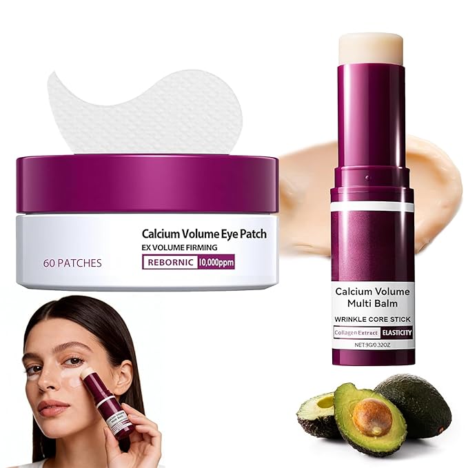 Calcium Volume Multi Balm Stick,Eye Moisturizing Set -Calcium Multi Balm Wrinkle Core +Moisturizing Eye Patches 60ea,Hydrating & Smoothing,Gentle on Skin,Portable Design