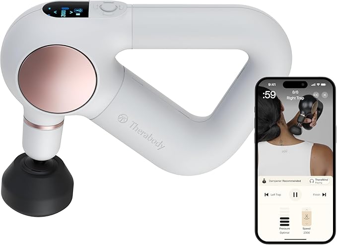 TheraGun Sense (1st Generation) by Therabody - Deep Tissue Massage Gun with Preloaded Routines for Stress Relief, Pain Relief & Muscle Soreness in Neck, Back, Leg, Knee, and Shoulder (White)