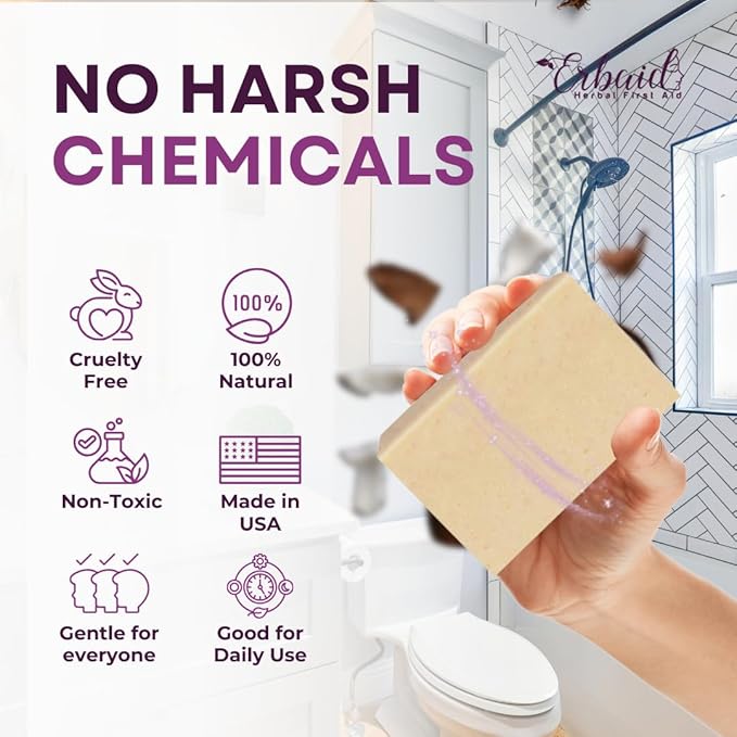 Eczema Soap Bar for Face and Body – All Natural Dermatitis, Psoriasis Treatment for Dry Itchy Sensitive Skin Relief – Gentle Detoxifying, Healing, Anti-Itch, Oatmeal Goat Milk Wash for Kids, & Adults
